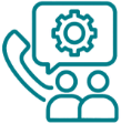 Icon Personen, Telefon und Zahnrad