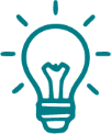 Icon von einer Glühbirne, für Innovation stehend